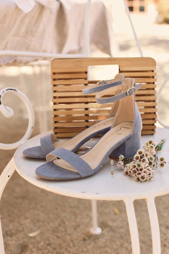 Harper Black Suede Ankle Strap Heels