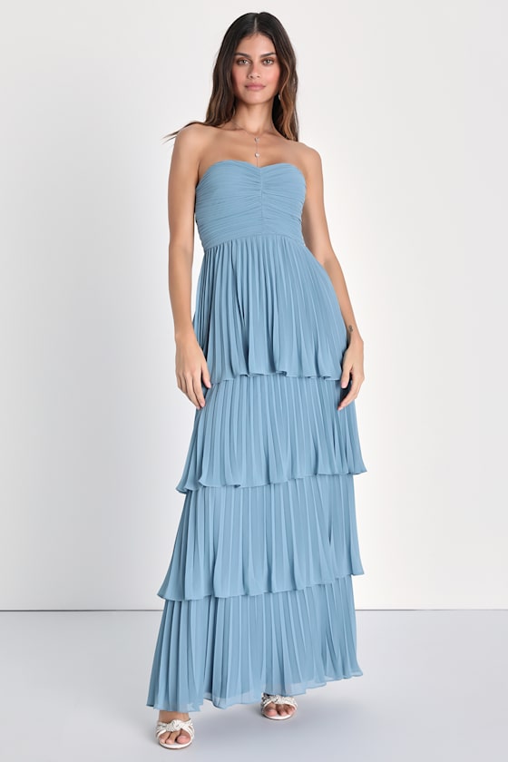 Seriously Sensational Lavender Strapless Tiered Maxi Dress