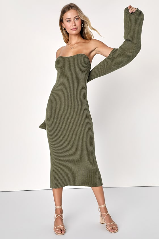 Autumn Aura Brown Ribbed Two-Piece Sweater Dress