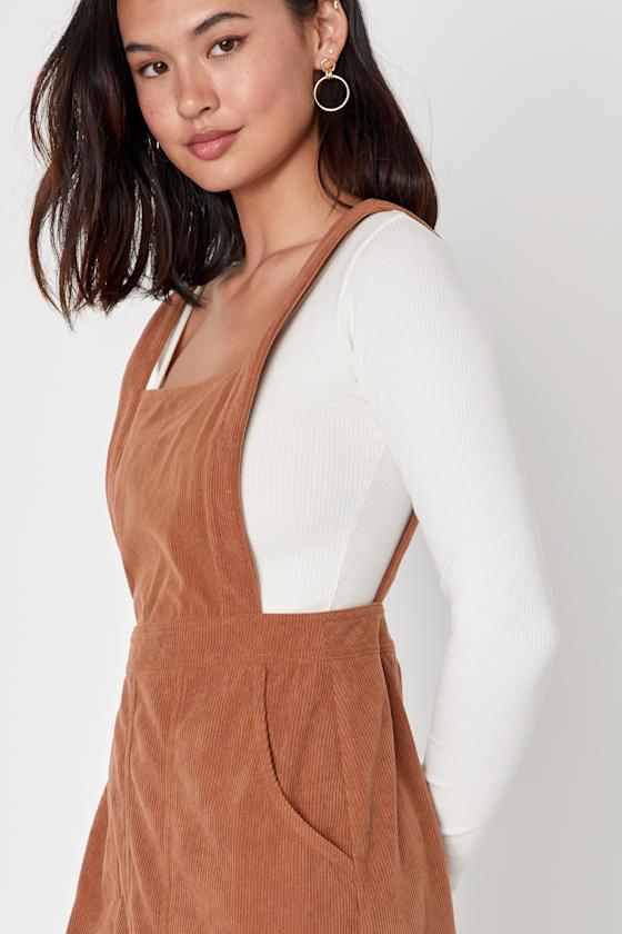 Embracing Autumn Emerald Green Corduroy Pinafore Mini Dress