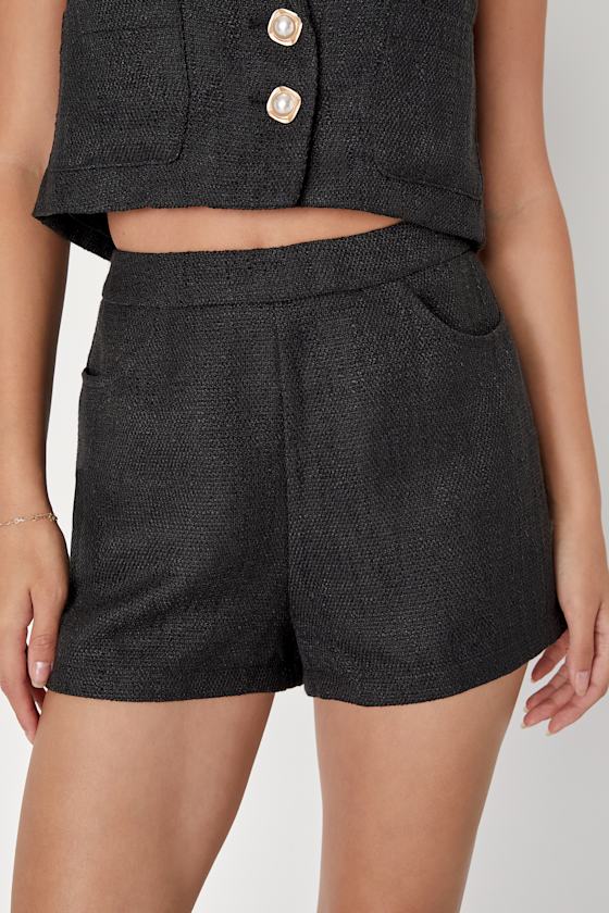 Perfect Company Ivory Tweed High-Waisted Shorts