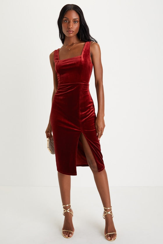 Baby, You're The One Emerald Green Velvet Sleeveless Midi Dress