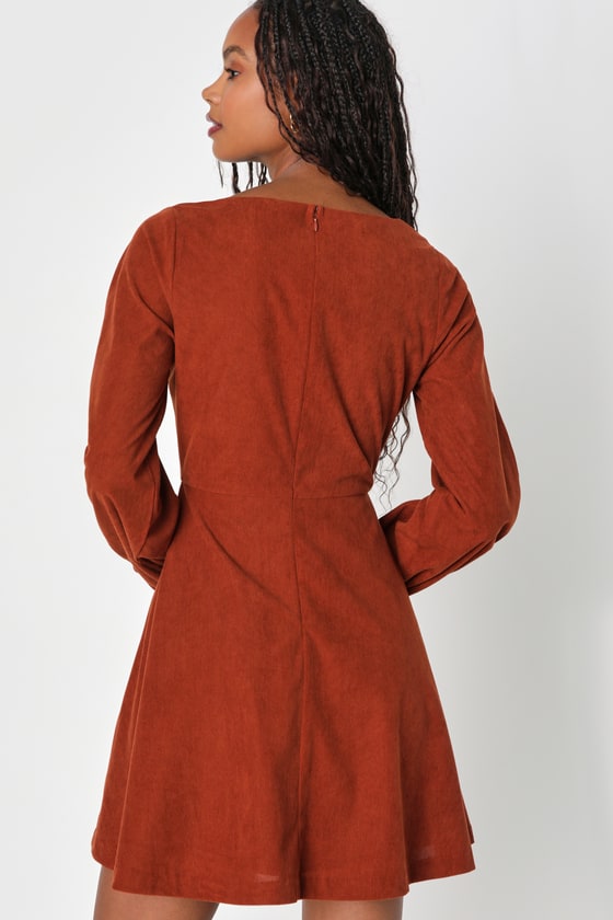 Daily Affection Beige Corduroy Mini Dress With Pockets