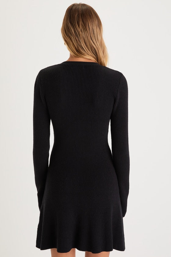 Adorably Flirty Mauve Pink Button-Front Sweater Mini Dress