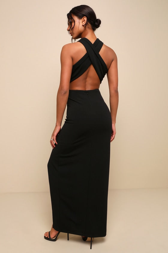Head to Cocktail Hour Royal Blue Halter Neck Maxi Dress