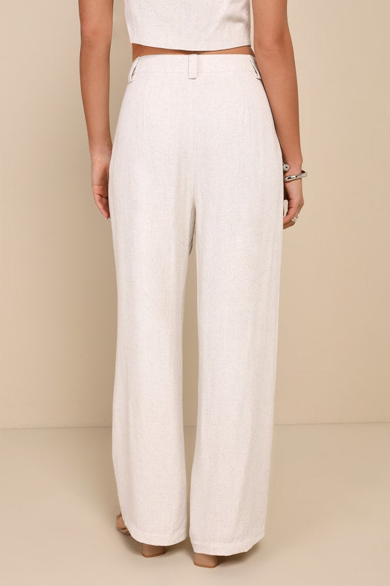 Suits You Perfectly Olive Green Linen Wide-Leg Pants