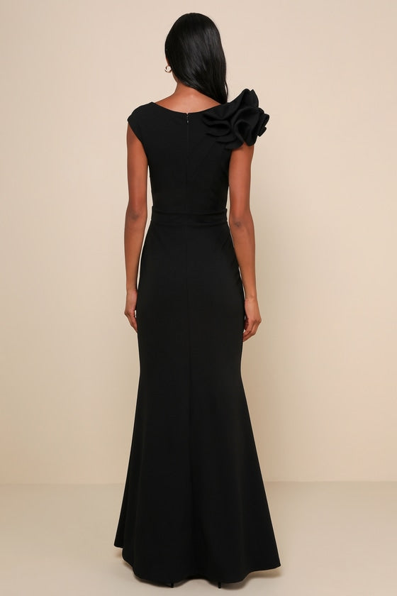 Lucette Red Sleeveless Ruffled Mermaid Maxi Dress