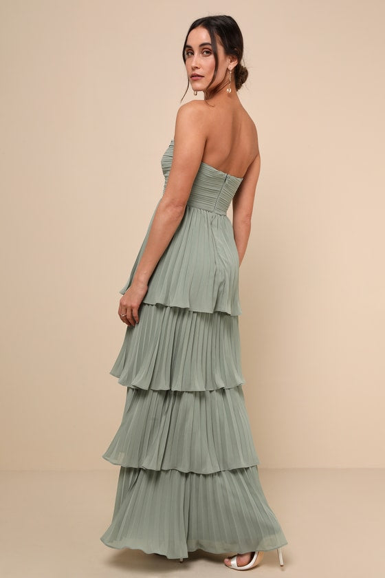 Seriously Sensational Lavender Strapless Tiered Maxi Dress