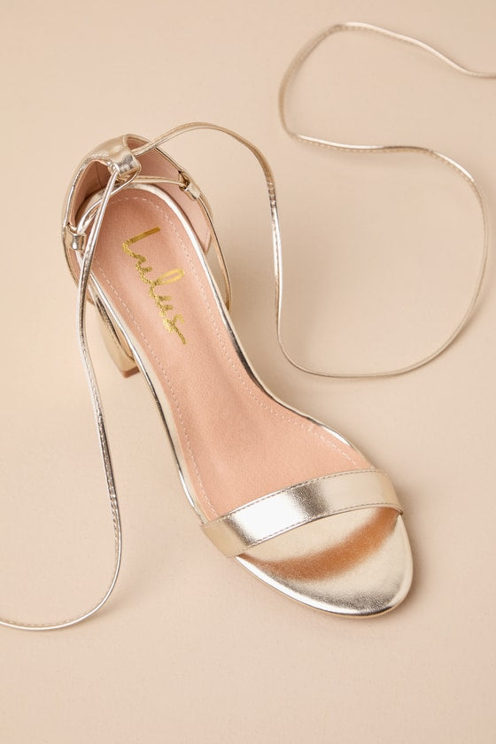 Kaira Gold Lace-Up Heels