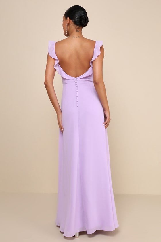 Dreamy Admiration Black Ruffled Maxi Dress