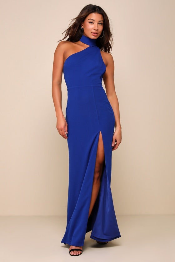 Keep It Interesting Black Asymmetrical Cutout Halter Maxi Dress