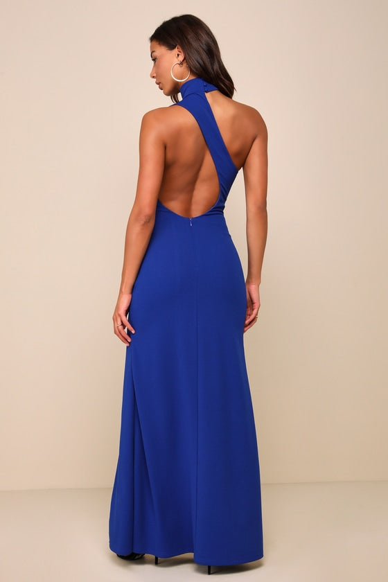 Keep It Interesting Hot Pink Asymmetrical Halter Maxi Dress