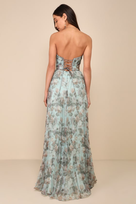 Most Beautiful Day Ivory Multi Floral Print Organza Maxi Dress