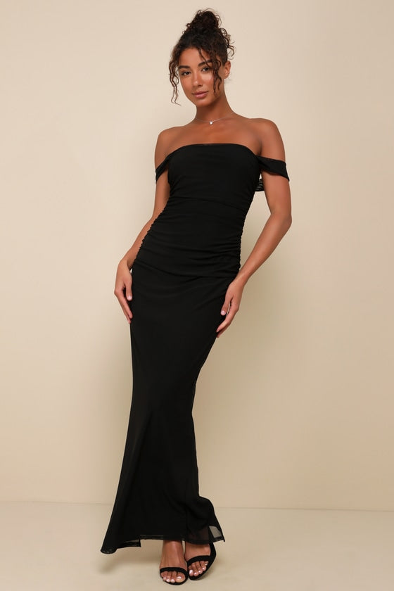 Amazing Presence Dark Green Mesh Ruched Column Maxi Dress
