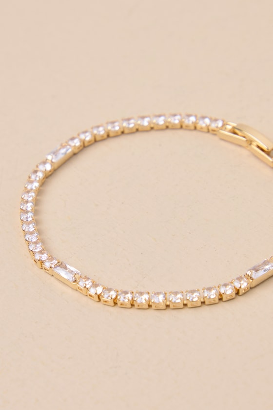 Dainty Decadence Gold Rhinestone Tennis Bracelet