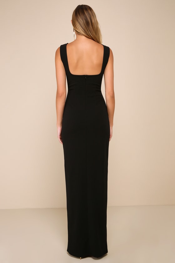 Inspiring Allure Burgundy Square Neck Column Maxi Dress