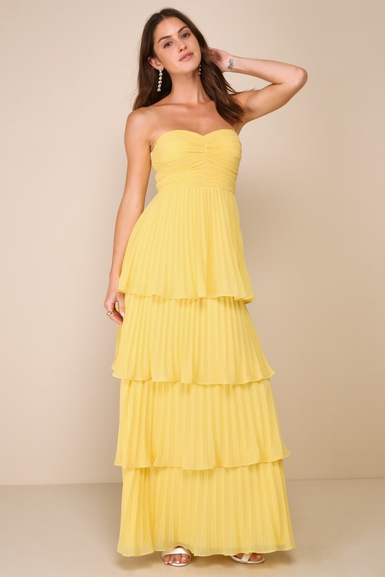 Seriously Sensational Sage Brush Strapless Tiered Maxi Dress