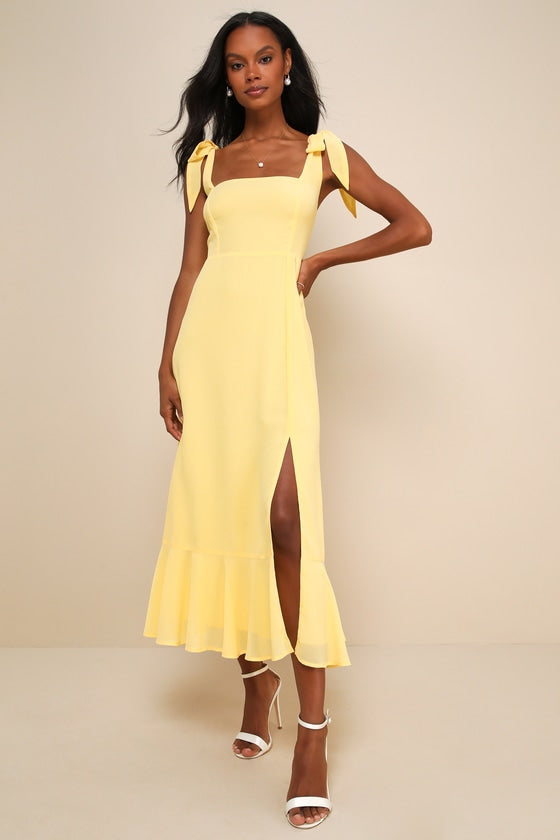 Summer Invite Black Tie-Strap Tiered Midi Dress