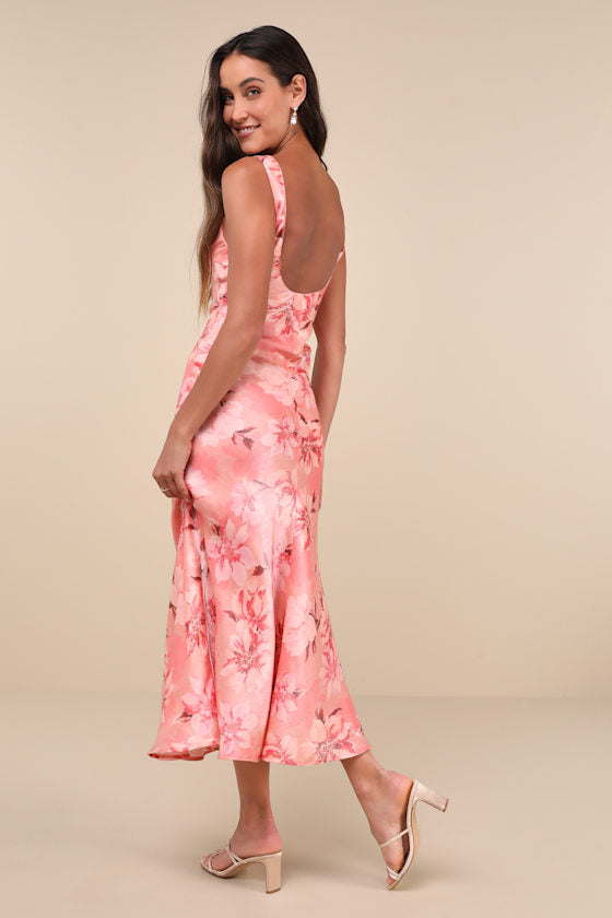 Romantic Whims Blue Floral Print Organza Sleeveless Slip Dress