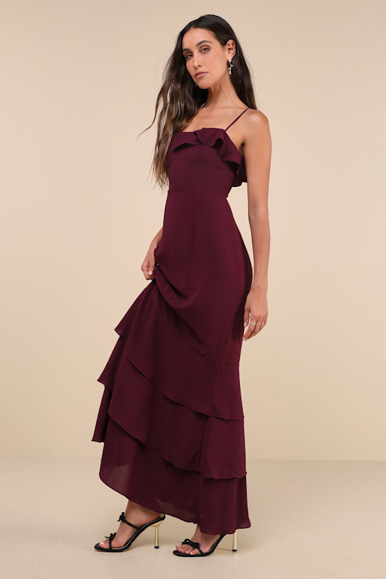 Lively Evenings Green Sleeveless Tiered Maxi Dress