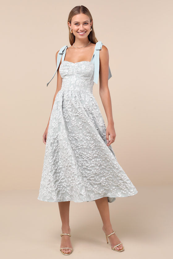 Bubbly Bliss Mauve Pink Jacquard Bustier Tie-Strap Midi Dress