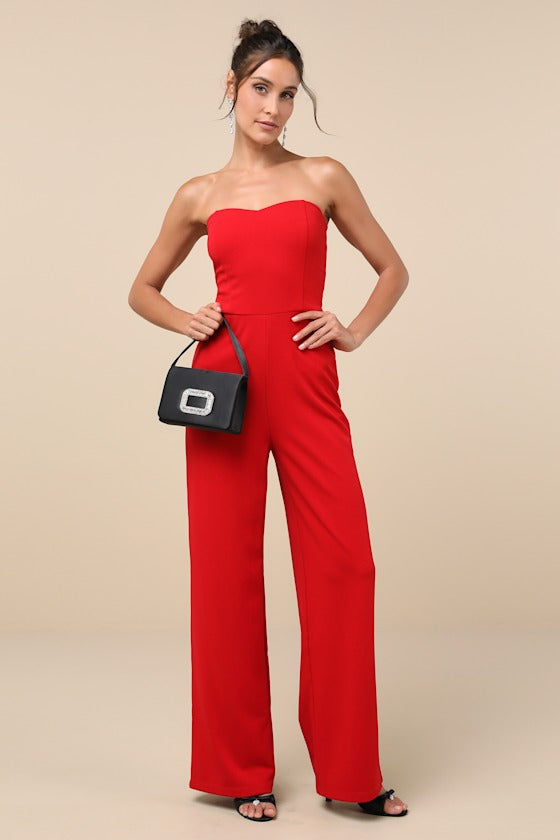 Edith Black Strapless Wide-Leg Jumpsuit