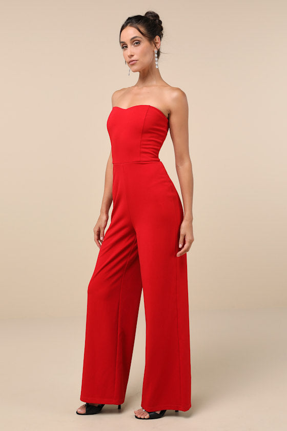Edith Black Strapless Wide-Leg Jumpsuit