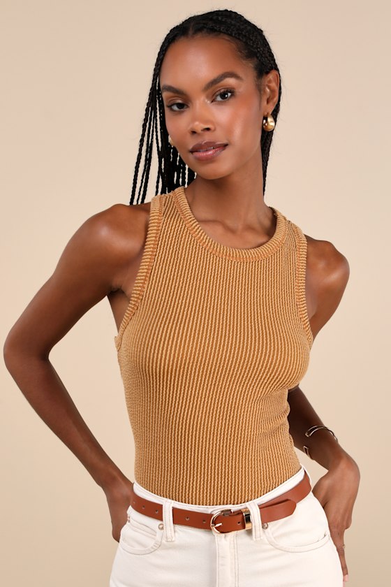 Essential Update Slate Blue Ribbed Tank Top