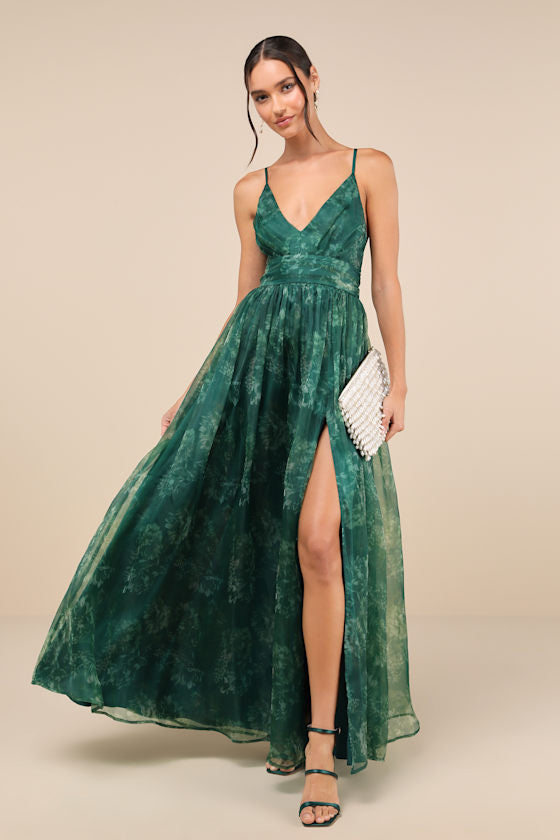 Romance That Wows Blush Floral Print Organza Maxi Dress