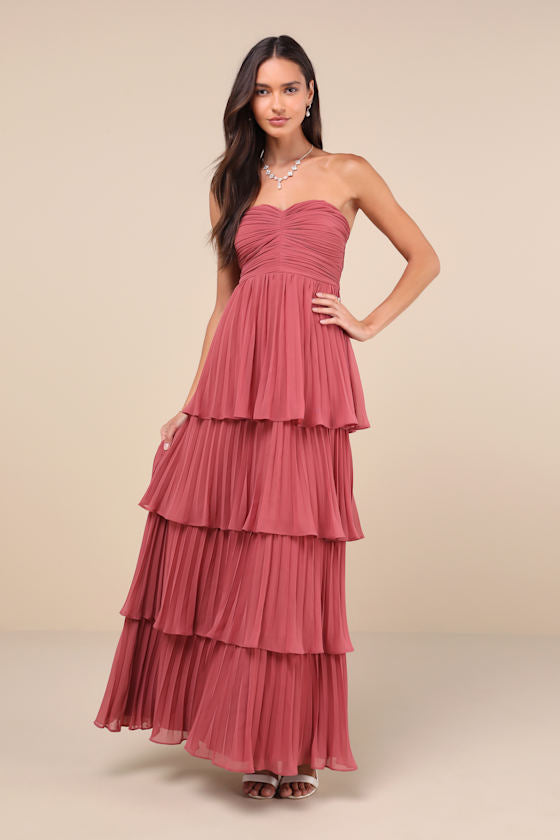 Seriously Sensational Navy Blue Strapless Tiered Maxi Dress