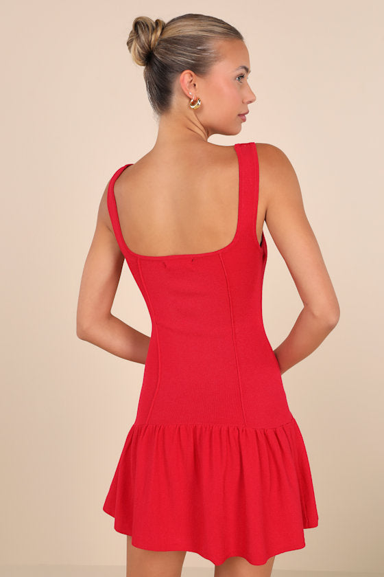 Playful Attitude Blue Sleeveless Seamed Drop-Waist Mini Dress