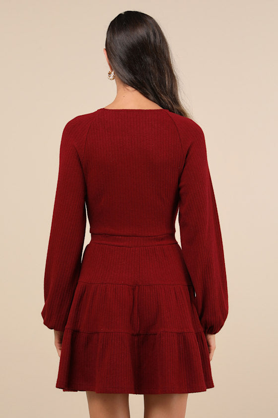 Adorable Option Heather Beige Long Sleeve Mini Sweater Dress