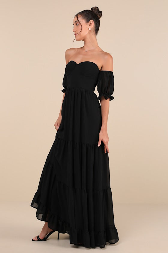 Exceptionally Gorgeous Sage Chiffon Off-the-Shoulder Maxi Dress