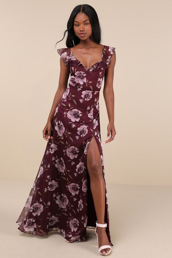 Sweetest Entrance Navy Blue Ruffled Tie-Back Maxi Dress