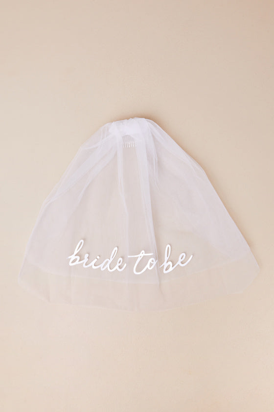 Bride to Be White Tulle Layered Short Veil