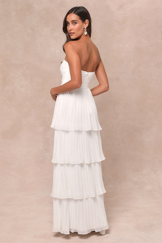 Seriously Sensational Black Strapless Tiered Maxi Dress