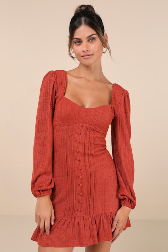 Coveted Sweetness Teal Pointelle Knit Long Sleeve Mini Dress