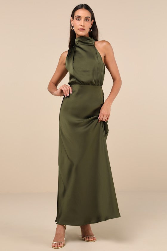 Distinctive Charm Purple Satin Asymmetrical Maxi Dress