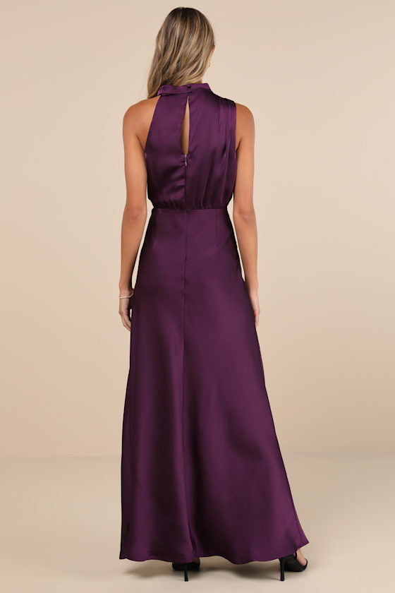 Distinctive Charm Olive Green Satin Asymmetrical Maxi Dress