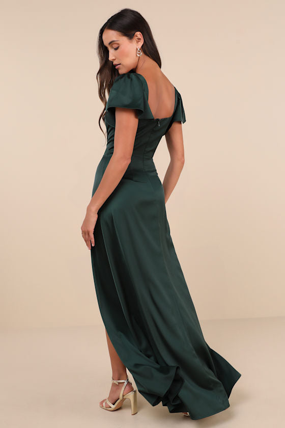 Ultimate Sweetness Plum Satin Flutter Sleeve Maxi Dress