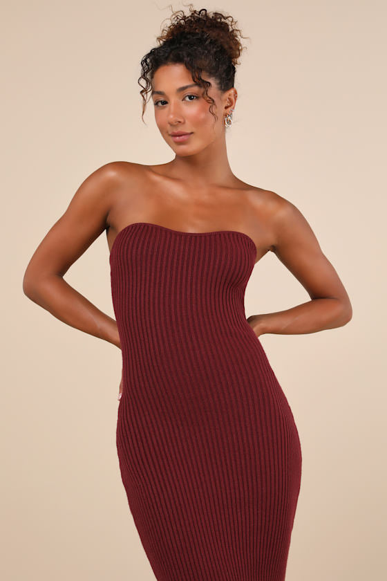 Autumn Aura Rusty Rose Ribbed Two-Piece Sweater Dress