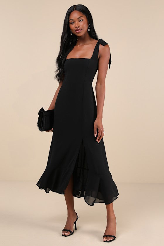 Summer Invite Royal Blue Tie-Strap Tiered Midi Dress