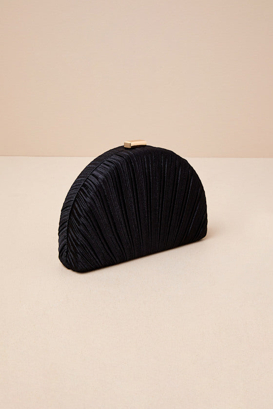 Pleat Perfection Champagne Satin Pleated Hard Clutch
