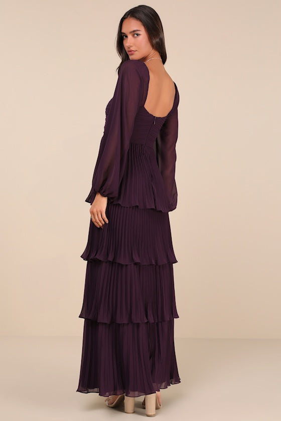 Impactful Elegance Black Tiered Balloon Sleeve Maxi Dress