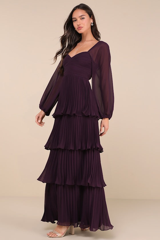 Impactful Elegance Black Tiered Balloon Sleeve Maxi Dress