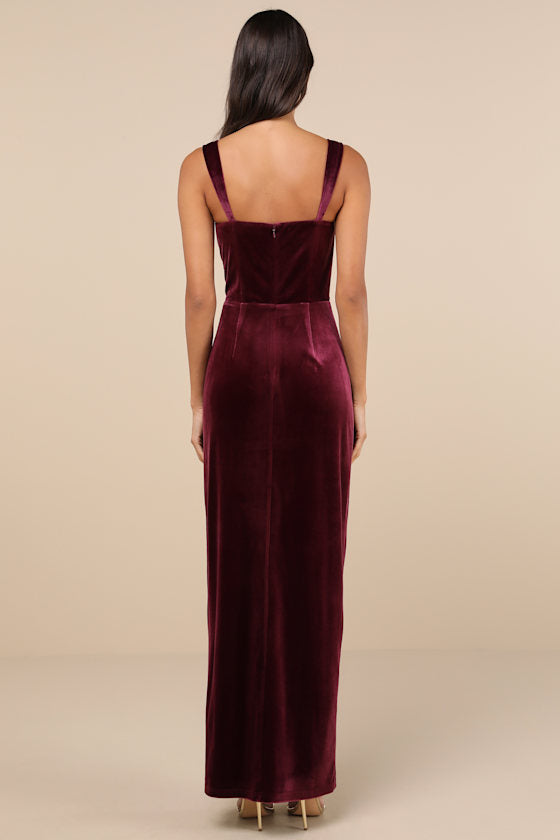 Pristine Luxury Emerald Green Velvet Bustier Maxi Dress