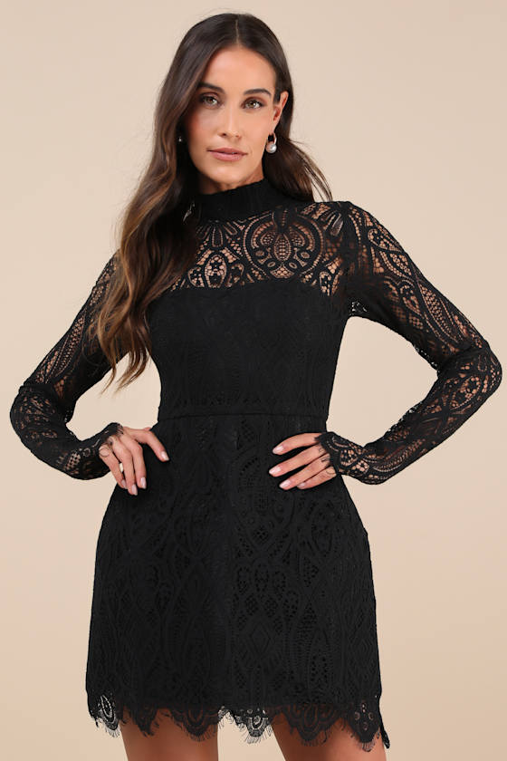 Gorgeous Attraction White Lace Structured Long Sleeve Mini Dress