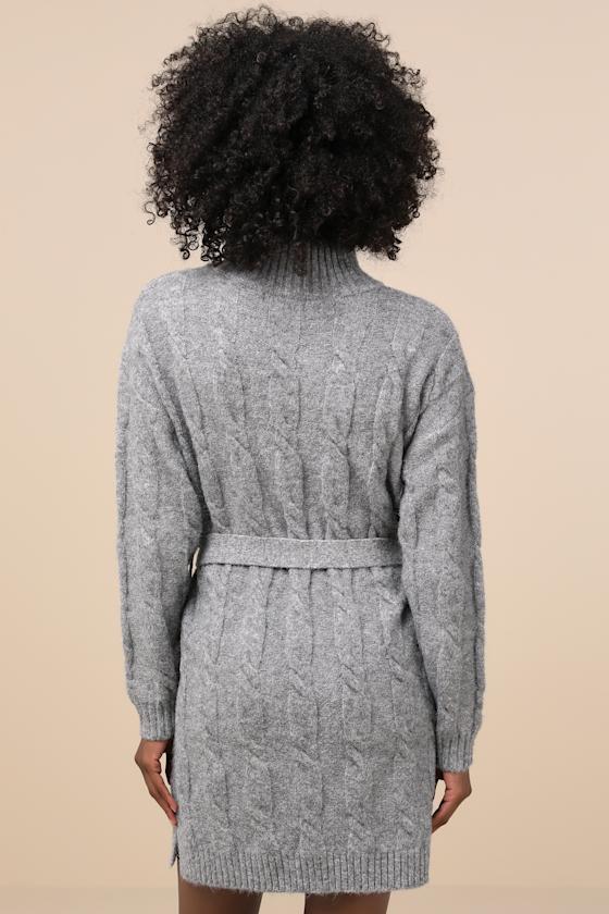 Warmed Up To You Cream Cable Knit Mock Neck Sweater Dress