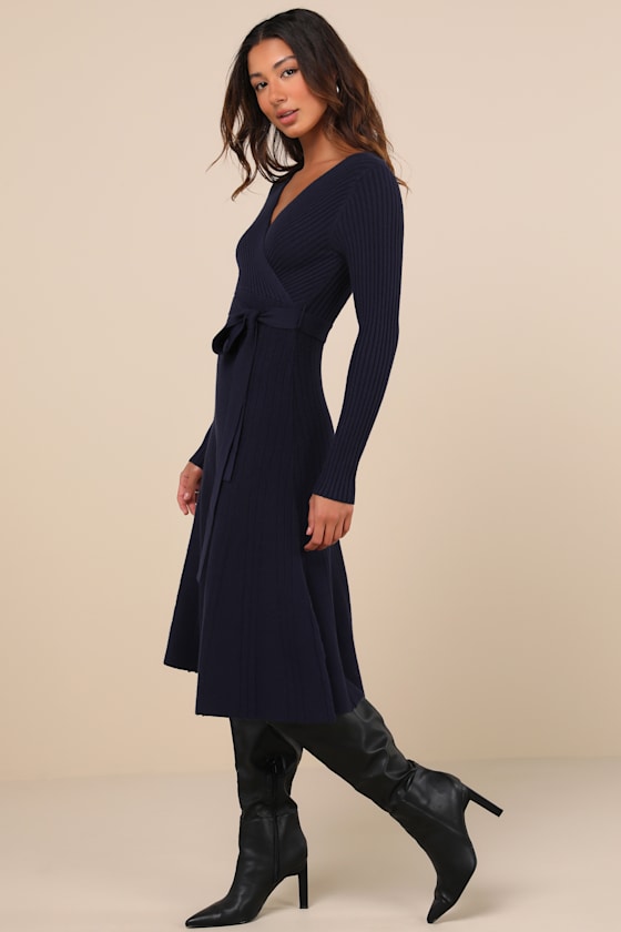 Warm Emotions Emerald Green Skater Midi Sweater Dress