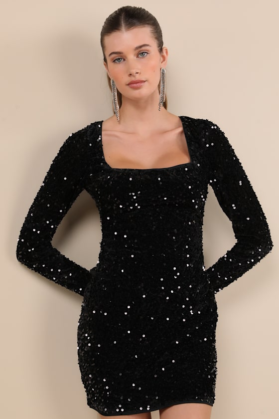 Marvelous Radiance Burgundy Sequin Cutout Long Sleeve Mini Dress